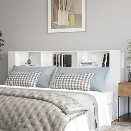 Gecheer Klappbett für 2 Personen, Sofa, Bett, Kopfteilschrank, weiß, glänzend, 220 x 18,5 x 104,5 cm von Gecheer