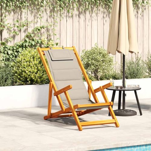 Gecheer Klappstuhl mit Armlehnen Taupe Akazienholz & Textilene, Sonnenliege Gartenliege Liegestuhl Liege Campingliege für Garten Urlaub Strand Pool4108070 Gecheer Klappstuhl mit Armlehnen Taupe Akazienholz & Textilene, Sonnenliege Gartenliege Liegestuhl Liege Campingliege für Garten Urlaub Strand Pool4108070 von Gecheer