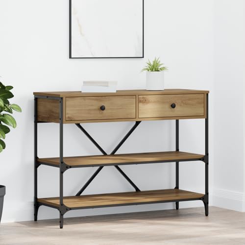 Gecheer Konsolentisch Artisan Eiche 100x34.5x75 cm Holzwerkstoff Moderne Eingangstisch Beistelltisch für Flur Schlafzimmer oder als Ankleidekommode Gecheer Konsolentisch Artisan Eiche 100x34.5x75 cm Holzwerkstoff Moderne Eingangstisch Beistelltisch für Flur Schlafzimmer oder als Ankleidekommode von Gecheer