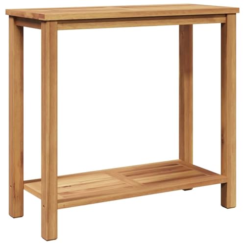 Gecheer Konsolentisch Braun 85 x 35 x 75 cm Massives Teakholz Moderne Eingangstisch Beistelltisch für Flur Schlafzimmer oder als Ankleidekommode von Gecheer