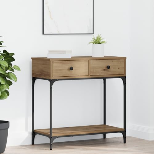 Gecheer Konsolentisch Eiche 75x34.5x75 cm Holzwerkstoff Moderne Eingangstisch Beistelltisch für Flur Schlafzimmer oder als Ankleidekommode von Gecheer