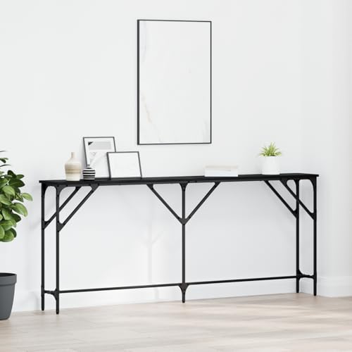 Gecheer Konsolentisch Schwarz Eiche 180x23x75 cm Engineered Wood Moderne Eingangstisch Beistelltisch für Flur Schlafzimmer oder als Ankleidekommode Gecheer Konsolentisch Schwarz Eiche 180x23x75 cm Engineered Wood Moderne Eingangstisch Beistelltisch für Flur Schlafzimmer oder als Ankleidekommode von Gecheer