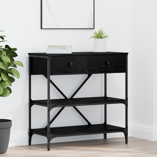 Gecheer Konsolentisch Schwarze Eiche 75x34.5x75 cm Ingenieurholz Moderne Eingangstisch Beistelltisch für Flur Schlafzimmer oder als Ankleidekommode von Gecheer