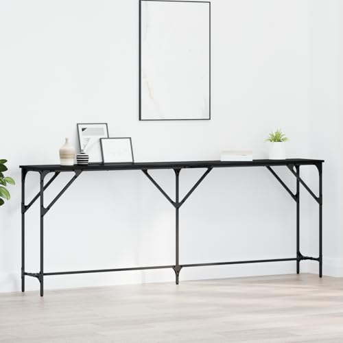 Gecheer Konsolentisch Schwarzes Eichenholz 200x29x75 cm Holzwerkstoff Moderne Eingangstisch Beistelltisch für Flur Schlafzimmer oder als Ankleidekommode von Gecheer