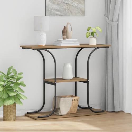 Gecheer Konsolentisch mit Regal Eiche handwerklich 101 x 35 x 80,5 cm Moderne Eingangstisch Beistelltisch für Flur Schlafzimmer oder als Ankleidekommode Gecheer Konsolentisch mit Regal Eiche handwerklich 101 x 35 x 80,5 cm Moderne Eingangstisch Beistelltisch für Flur Schlafzimmer oder als Ankleidekommode von Gecheer