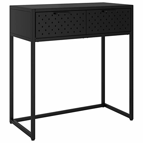 Gecheer Konsolentisch mit Schubladen Konsole Beistelltisch Flurtisch Sideboard Ablagetisch Wandtisch Frisiertisch Schwarz 72x35x75cm Stahl von Gecheer