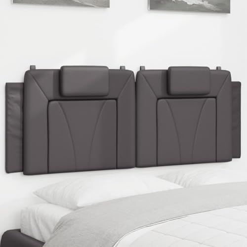 Gecheer Kopfteil-Kissen Grau 120 cm Kunstleder, Polsterkopfteil für Bett Betthaupt Bettzubehör Schlafzimmer von Gecheer