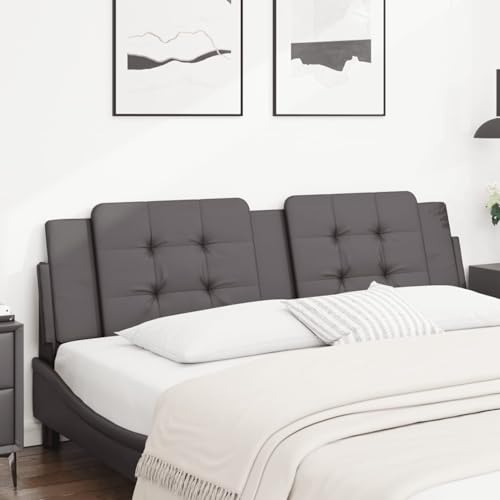 Gecheer Kopfteil-Kissen Grau 180 cm Kunstleder, Polsterkopfteil Bettkopfteil für Schlafzimmer Hotel Erwachsene Kinder374876 von Gecheer