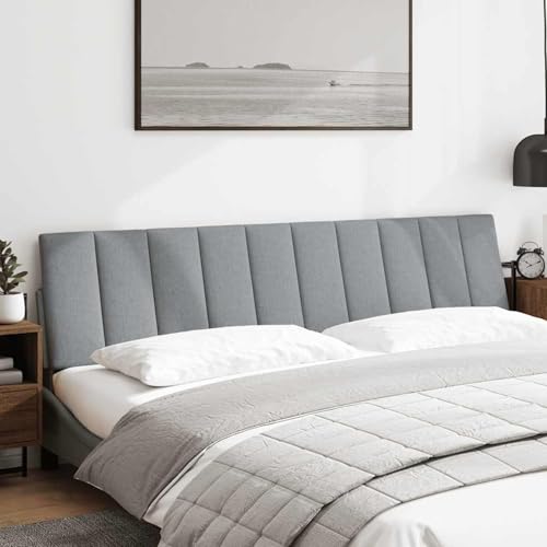 Gecheer Kopfteil-Kissen Hellgrau 200 cm Stoff, Bettkopfteil Polsterkopfteil Bett Kopf Rückenlehne für Boxspringbetten Schlafzimmer Hotel-Design von Gecheer