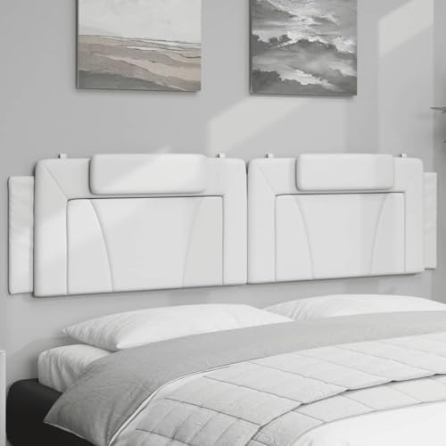 Gecheer Kopfteil-Kissen Weiß 200 cm Kunstleder, Polsterkopfteil Bettkopfteil für Schlafzimmer Hotel Erwachsene Kinder374815 von Gecheer