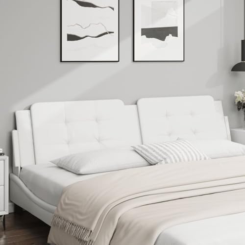 Gecheer Kopfteil-Kissen Weiß 200 cm Kunstleder, Polsterkopfteil Bettkopfteil für Schlafzimmer Hotel Erwachsene Kinder374884 von Gecheer