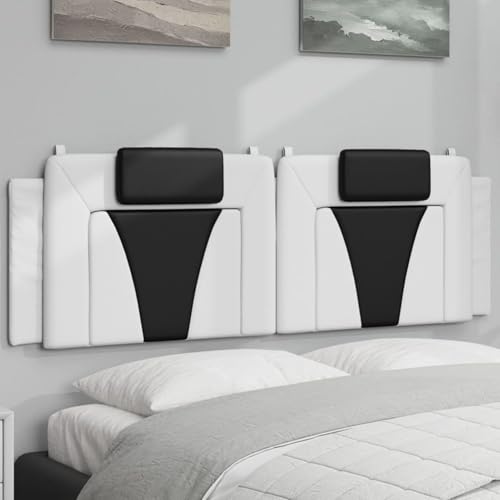Gecheer Kopfteil-Kissen Weiß und Schwarz 160 cm Kunstleder, Polsterkopfteil Bettkopfteil für Schlafzimmer Hotel Erwachsene Kinder374803 von Gecheer