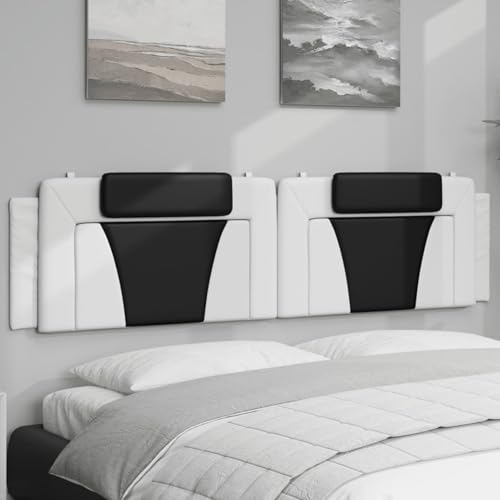 Gecheer Kopfteil-Kissen Weiß und Schwarz 200 cm Kunstleder, Polsterkopfteil Bettkopfteil für Schlafzimmer Hotel Erwachsene Kinder374820 von Gecheer
