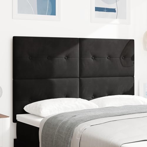 Gecheer Kopfteil mit Knopfheftung Schwarz 140 cm Samt Bettkopfteil für Schlafzimmer Hotel Erwachsene Kinder Jugendliche Doppelbett Gecheer Kopfteil mit Knopfheftung Schwarz 140 cm Samt Bettkopfteil für Schlafzimmer Hotel Erwachsene Kinder Jugendliche Doppelbett von Gecheer