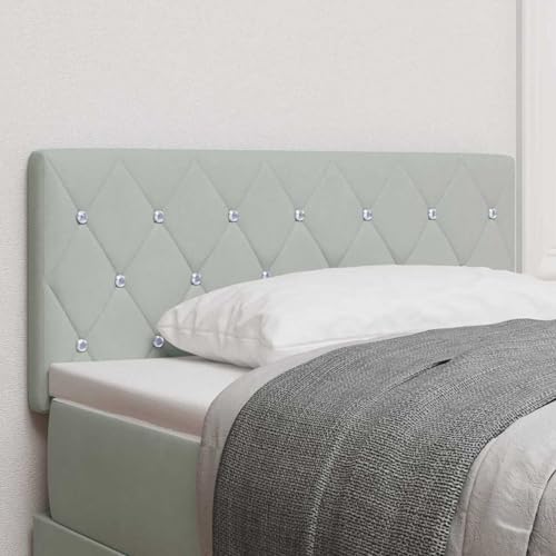 Gecheer Kopfteil mit Kristallknöpfen, hellgrau, 90 cm, Samt, Bettkopfteil Kopfteil-Regal für Boxspringbetten Schlafzimmer Hotel-Design42007075 von Gecheer