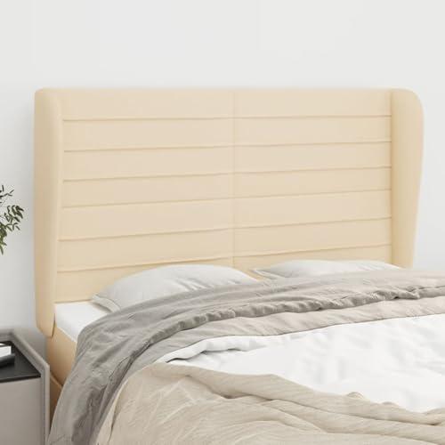 Gecheer Kopfteil mit Ohren Creme 147x23x118/128 cm Stoff Bettkopfteil für Schlafzimmer Hotel Erwachsene Kinder Jugendliche Doppelbett Gecheer Kopfteil mit Ohren Creme 147x23x118/128 cm Stoff Bettkopfteil für Schlafzimmer Hotel Erwachsene Kinder Jugendliche Doppelbett von Gecheer