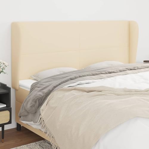 Gecheer Kopfteil mit Ohren Creme 183x23x118/128 cm Stoff Bettkopfteil für Schlafzimmer Hotel Erwachsene Kinder Jugendliche Doppelbett Gecheer Kopfteil mit Ohren Creme 183x23x118/128 cm Stoff Bettkopfteil für Schlafzimmer Hotel Erwachsene Kinder Jugendliche Doppelbett von Gecheer