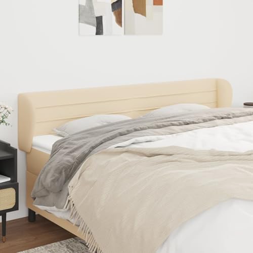 Gecheer Kopfteil mit Ohren Creme 183x23x78/88 cm Stoff Bettkopfteil für Schlafzimmer Hotel Erwachsene Kinder Jugendliche Doppelbett Gecheer Kopfteil mit Ohren Creme 183x23x78/88 cm Stoff Bettkopfteil für Schlafzimmer Hotel Erwachsene Kinder Jugendliche Doppelbett von Gecheer