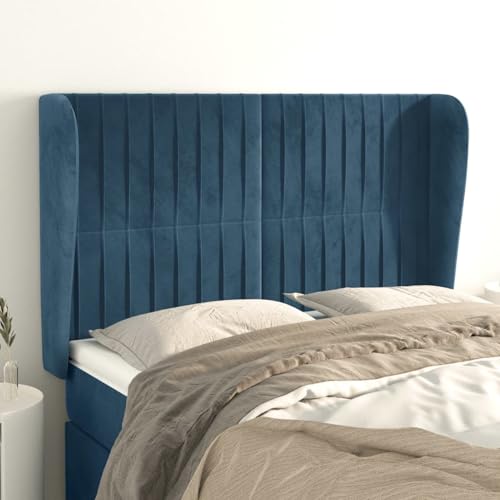Gecheer Kopfteil mit Ohren Dunkelblau 147x23x118/128 cm Samt Bettkopfteil für Schlafzimmer Hotel Erwachsene Kinder Jugendliche Doppelbett Gecheer Kopfteil mit Ohren Dunkelblau 147x23x118/128 cm Samt Bettkopfteil für Schlafzimmer Hotel Erwachsene Kinder Jugendliche Doppelbett von Gecheer