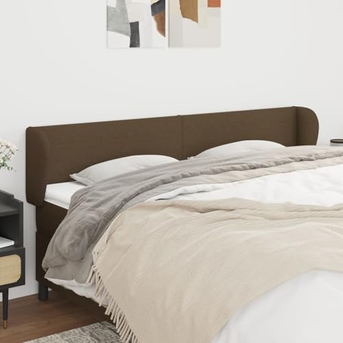 Gecheer Kopfteil mit Ohren Dunkelbraun 163x23x78/88 cm Stoff Bettkopfteil für Schlafzimmer Hotel Erwachsene Kinder Jugendliche Doppelbett von Gecheer
