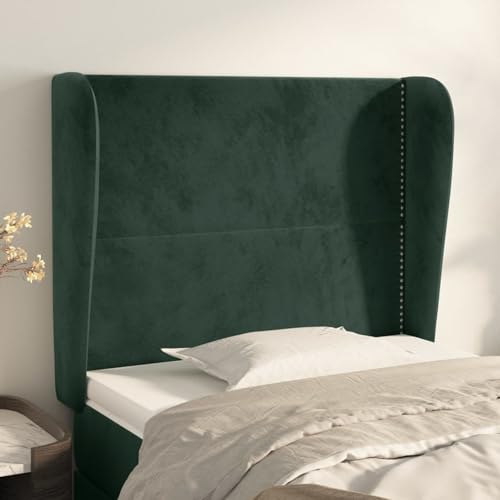 Gecheer Kopfteil mit Ohren Dunkelgrün 103x23x118/128 cm Samt Bettkopfteil für Schlafzimmer Hotel Erwachsene Kinder Jugendliche Doppelbett von Gecheer