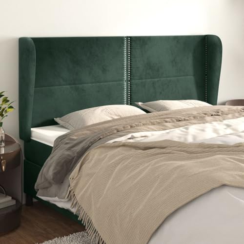 Gecheer Kopfteil mit Ohren Dunkelgrün 183x23x118/128 cm Samt Bettkopfteil für Schlafzimmer Hotel Erwachsene Kinder Jugendliche Doppelbett Gecheer Kopfteil mit Ohren Dunkelgrün 183x23x118/128 cm Samt Bettkopfteil für Schlafzimmer Hotel Erwachsene Kinder Jugendliche Doppelbett von Gecheer