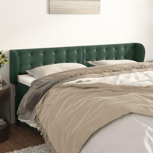 Gecheer Kopfteil mit Ohren Dunkelgrün 183x23x78/88 cm Samt, Bettkopfteil Kopfteil-Regal für Boxspringbetten Schlafzimmer Hotel-Design3117641 Gecheer Kopfteil mit Ohren Dunkelgrün 183x23x78/88 cm Samt, Bettkopfteil Kopfteil-Regal für Boxspringbetten Schlafzimmer Hotel-Design3117641 von Gecheer