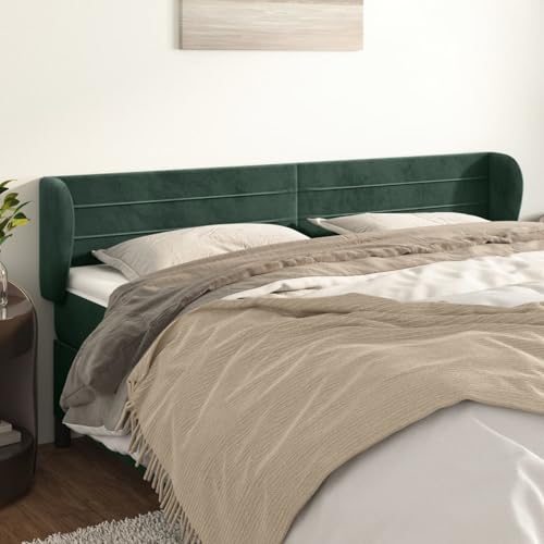 Gecheer Kopfteil mit Ohren Dunkelgrün 183x23x78/88 cm Samt Bettkopfteil für Schlafzimmer Hotel Erwachsene Kinder Jugendliche Doppelbett Gecheer Kopfteil mit Ohren Dunkelgrün 183x23x78/88 cm Samt Bettkopfteil für Schlafzimmer Hotel Erwachsene Kinder Jugendliche Doppelbett von Gecheer