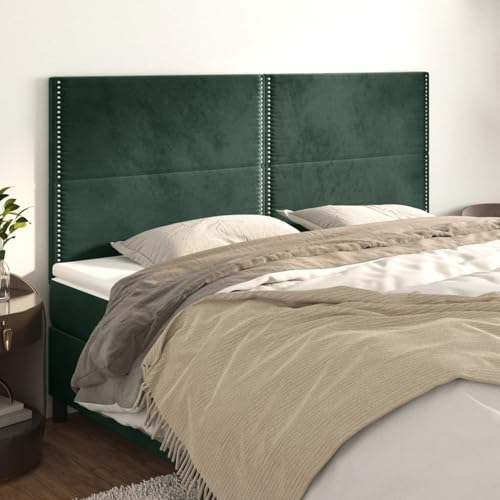 Gecheer Kopfteile 4 STK. Dunkelgrün 90x5x78/88 cm Samt Bettkopfteil für Schlafzimmer Hotel Erwachsene Kinder Jugendliche Doppelbett von Gecheer