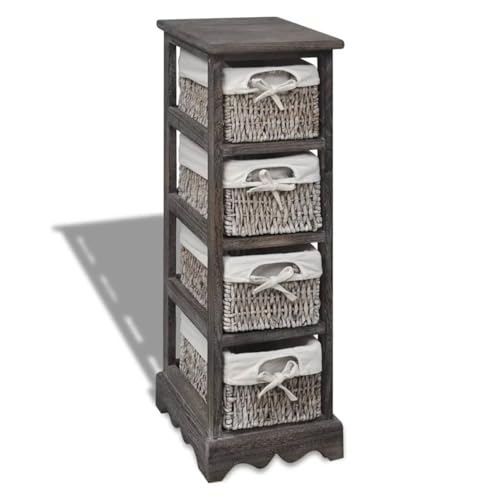 Gecheer Korbregal, 4 Körbe, Braun, Paulownia-Holz, 25 x 28 x 74 cm, für Landhausstil oder Aufbewahrung Gecheer Korbregal, 4 Körbe, Braun, Paulownia-Holz, 25 x 28 x 74 cm, für Landhausstil oder Aufbewahrung von Gecheer