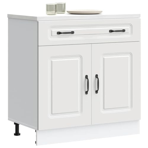 Gecheer Küchenunterschrank, Unterschrank, Küchenzeile, Küchenschrank, Küchenblock, Kalmar Weiß Holzwerkstoff 80 x 46 x 81,5 cm (B x T x H) von Gecheer