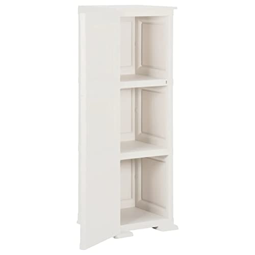 Gecheer Kunststoffschrank Spindschrank Terrassenschrank Balkonschrank Geräteschuppen Kunststoff Holzdesign Weiß 40x43x125 cm von Gecheer