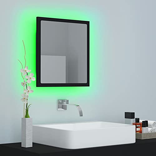 Gecheer LED Badspiegel Wandspiegel Badezimmerspiegel Lichtspiegel Spiegel Hängespiegel Bad Badezimmer Beleuchtung Acryl Schwarz 40x8,5x37 cm von Gecheer