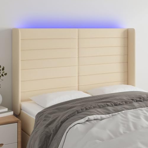 Gecheer LED Kopfteil Creme 147x16x118/128 cm Stoff Bettkopfteil für Schlafzimmer Hotel Erwachsene Kinder Jugendliche Doppelbett Gecheer LED Kopfteil Creme 147x16x118/128 cm Stoff Bettkopfteil für Schlafzimmer Hotel Erwachsene Kinder Jugendliche Doppelbett von Gecheer