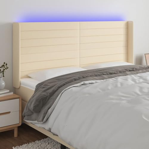 Gecheer LED Kopfteil Creme 203x16x118/128 cm Stoff Bettkopfteil für Schlafzimmer Hotel Erwachsene Kinder Jugendliche Doppelbett Gecheer LED Kopfteil Creme 203x16x118/128 cm Stoff Bettkopfteil für Schlafzimmer Hotel Erwachsene Kinder Jugendliche Doppelbett von Gecheer