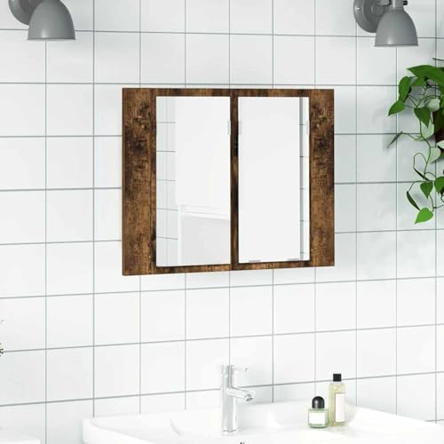 Gecheer LED Spiegelschrank Räuchereiche 60x12x45 cm Holzwerkstoff LED Beleuchtung Spiegel Stauraum Wandmontage für Badzimmer Makeup Aufbewahrung Gecheer LED Spiegelschrank Räuchereiche 60x12x45 cm Holzwerkstoff LED Beleuchtung Spiegel Stauraum Wandmontage für Badzimmer Makeup Aufbewahrung von Gecheer