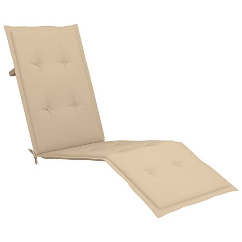 Gecheer Liegestuhl-Auflage Kissen Liegenauflage Stuhlauflage Auflage Deckchair Sonnenliege Liege Polster Sonnenliegen-Kissen Auflagen Polsterauflage (75+105) x 50 x 3 cm,Stoff (100% Polyester),Beige von Gecheer