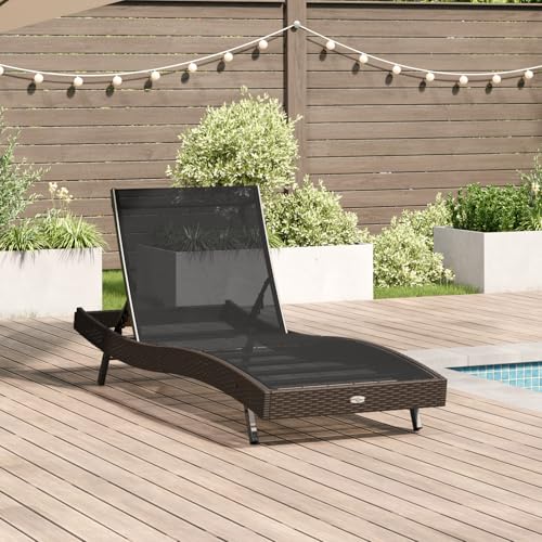 Gecheer Liegestuhl mit Kissen 1-Person Braun 197 x 70 x 82 cm Poly Rattan Gartenliegestuhl für Garten Pool Strand Camping Indoor Outdoor Gecheer Liegestuhl mit Kissen 1-Person Braun 197 x 70 x 82 cm Poly Rattan Gartenliegestuhl für Garten Pool Strand Camping Indoor Outdoor von Gecheer