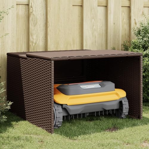 Gecheer Mähroboter Garage, Rasenroboter Überdachung mit Stahlrahmen, Wetterfest Dach Unterstand für Rasenmäher, Rasenmähroboter Garage, Braun 86x90x52/57cm Poly Rattan Gecheer Mähroboter Garage, Rasenroboter Überdachung mit Stahlrahmen, Wetterfest Dach Unterstand für Rasenmäher, Rasenmähroboter Garage, Braun 86x90x52/57cm Poly Rattan von Gecheer