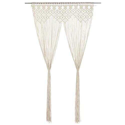 Gecheer Makramee Vorhang Handgefertigt Wandbehang Tapestry Dekovorhang Türvorhang Fenstervorhang Hochzeit Hintergrund 140x240cm Baumwolle von Gecheer