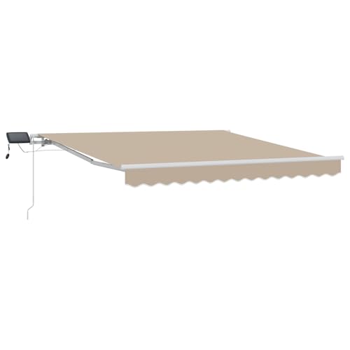 Gecheer Manuelle einziehbare Markise mit LED Beige 300x250 cm Markise Balkon Terrassenüberdachung für Terrasse Garten Café von Gecheer