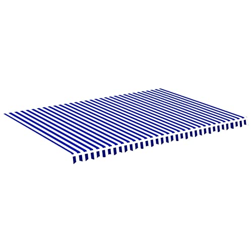 Gecheer Markisenbespannung Sonnenschutz Markisenstoff Markisentuch Markise Blau und Weiß 5x3,5 m von Gecheer