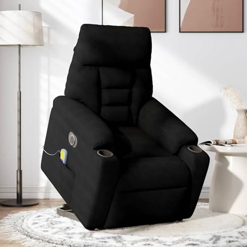 Gecheer Massagesessel Aufstehhilfe Elektrisch Schwarz Mikrofasergewebe von Gecheer