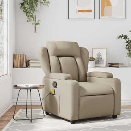 Gecheer Massagesessel Elektrisch, Verstellbar Fernsehsessel Relaxsessel Ruhesessel Liegesessel Cappuccino Kunstleder von Gecheer