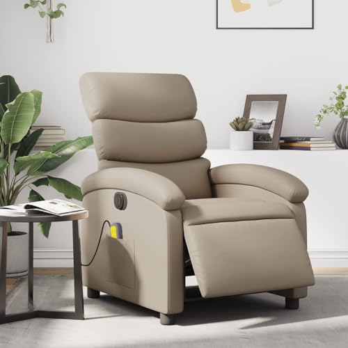 Gecheer Massagesessel Elektrisch, Verstellbar Fernsehsessel Relaxsessel Ruhesessel Liegesessel TV Sessel Massagefunktion Polstersessel Relaxliege Wohnzimmersessel Relaxsofa Cappuccino-Braun Kunstleder von Gecheer