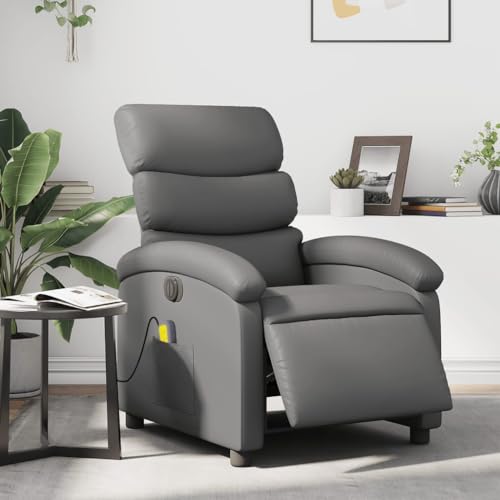 Gecheer Massagesessel Elektrisch, Verstellbar Fernsehsessel Relaxsessel Ruhesessel Liegesessel TV Sessel Massagefunktion Polstersessel Relaxliege Wohnzimmersessel Relaxsofa Grau Kunstleder von Gecheer