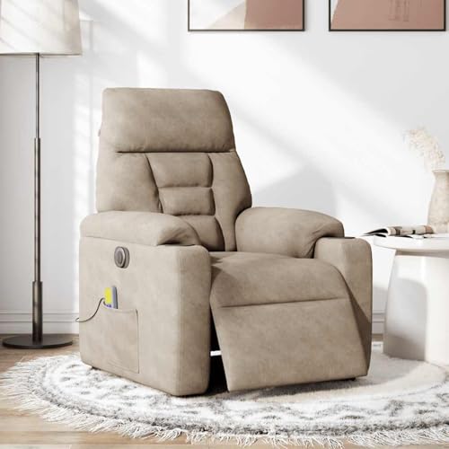 Gecheer Massagesessel Elektrisch Taupe Mikrofasergewebe von Gecheer