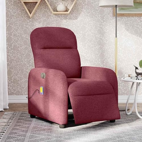 Gecheer Massagesessel Elektrisch Weinrot Stoff Home von Gecheer