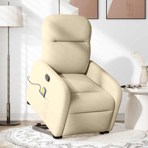 Gecheer Massagesessel mit Aufstehhilfe Creme Stoff von Gecheer