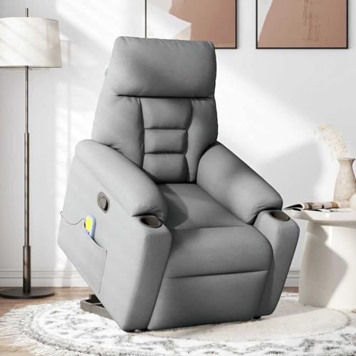 Gecheer Massagesessel mit Aufstehhilfe Hellgrau Stoff von Gecheer